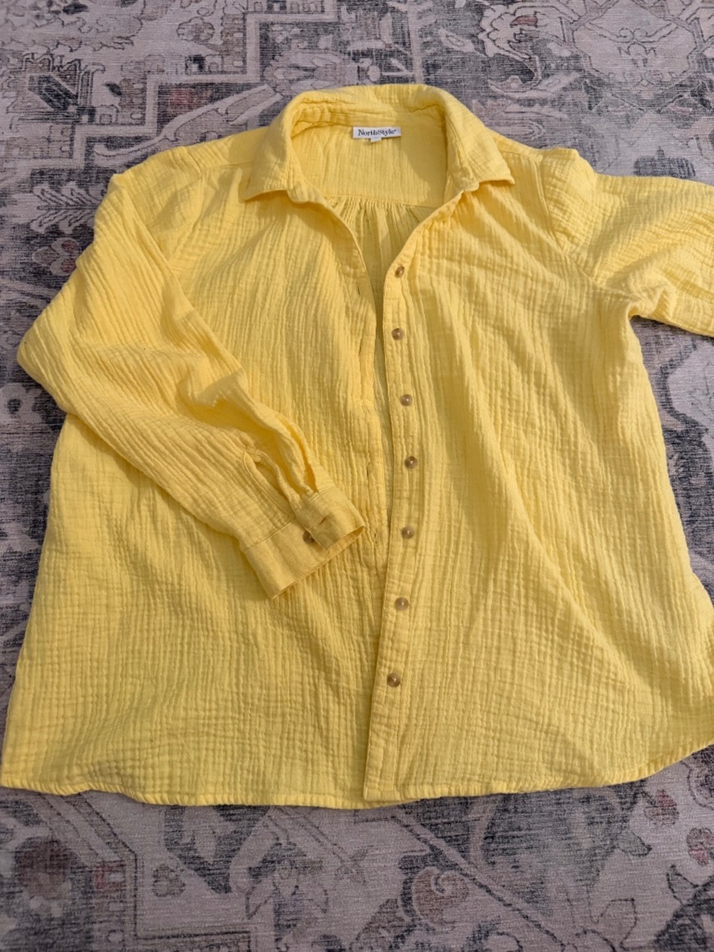 North Style Linen Button Down Shirt-Sun Yellow